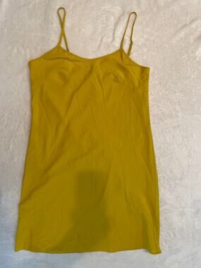 NANETTE LEPORE Women's Cami Nightie Slip Dress Size 10 Mustard Scoop Neck